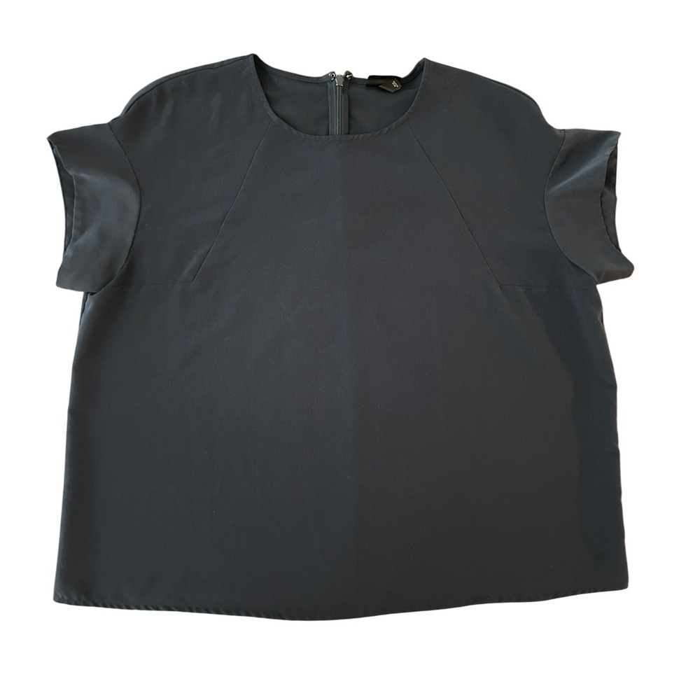 Mossimo Navy Blue Short Tulip Sleeve Blouse Top Sz L (1278)